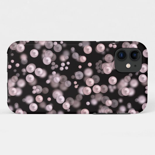 黒いベルフにピンクと白の真珠の散乱 Case-Mate iPhoneケース (裏面(横))
