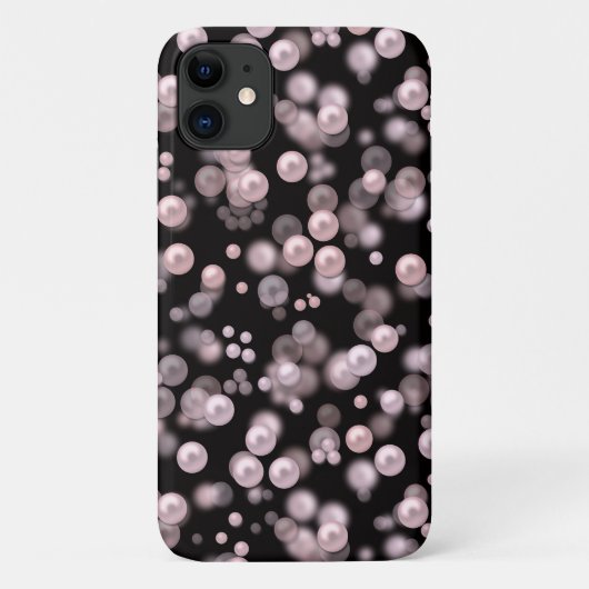 黒いベルフにピンクと白の真珠の散乱 Case-Mate iPhoneケース (裏面)