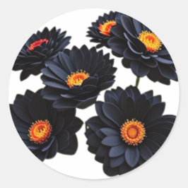 黒いベルベットの花 ラウンドシール
