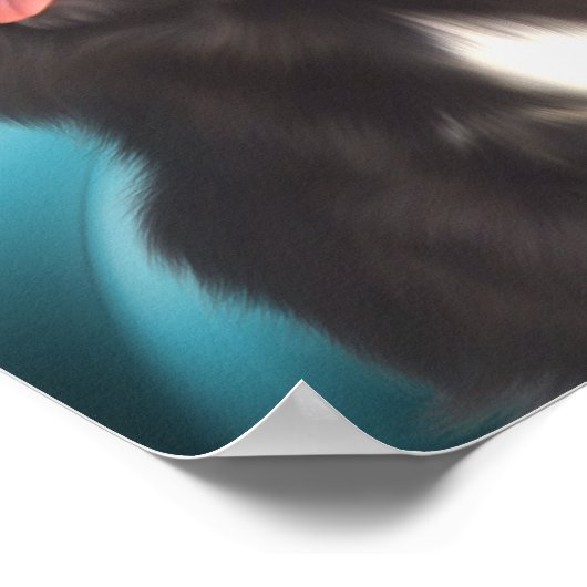 黒いペキンゲズブルーの渦巻き犬芸術 ポスター (角)