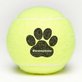 黒いペット足のプリントおよびInstagramのハンドルの名前のおもちゃ テニスボール