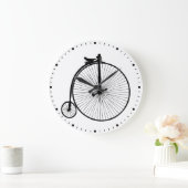 黒いペニーのfarthingのヴィンテージのバイク ラージ壁時計 (ホーム)