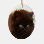 黒いペルシャの子ネコのオーナメント セラミックオーナメント (右)