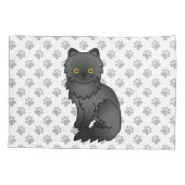 黒いペルシャ猫のかわいいキャラクターイラストと肉球 枕カバー (裏面)