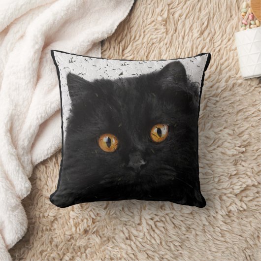 黒いペルシャ猫の顔 クッション (ブランケット)