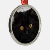 黒いペルシャ猫の顔 メタルオーナメント (右)