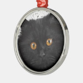 黒いペルシャ猫の顔 メタルオーナメント (左)