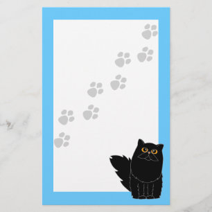 黒いペルシャ猫オレンジの目印刷文房具 便箋