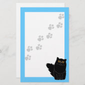 黒いペルシャ猫オレンジの目印刷文房具 便箋 (正面/裏面)