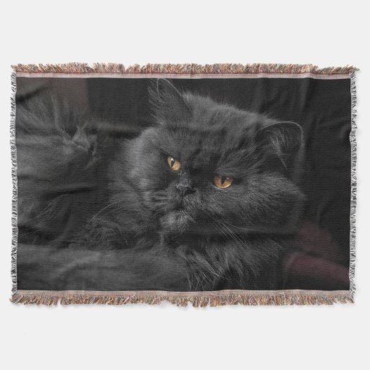 黒いペルシャ猫 スローブランケット (正面)