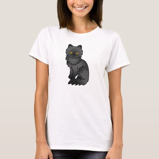 黒いペルシャ猫 Tシャツ (正面)
