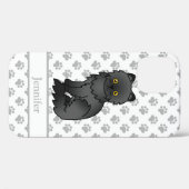 黒いペルシャ風の可愛いキャットカートゥーンと名前 Case-Mate iPhoneケース (裏面 (横))