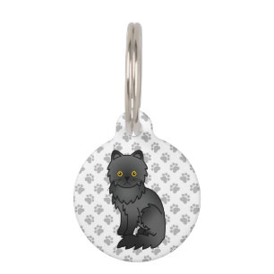 黒いペルシャ風の可愛いキャラクター猫とペットの情報 ペット ネームタグ