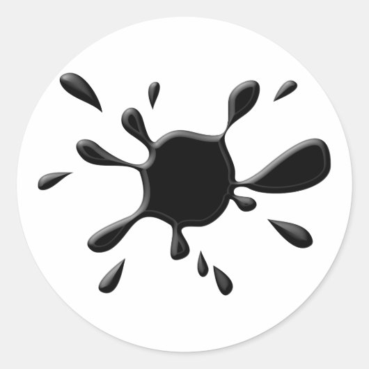 黒いペンキSplodge ラウンドシール (正面)