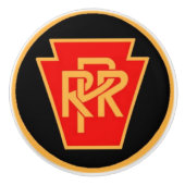 黒いペンシルバニアの鉄道ロゴ+金ゴールドの陶磁器のノブ セラミックノブ (正面)