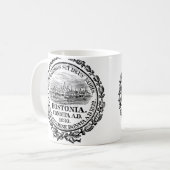 黒いボストンシールのヴィンテージ都市 コーヒーマグカップ (正面左)