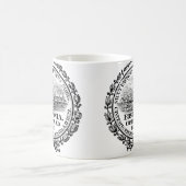 黒いボストンシールのヴィンテージ都市 コーヒーマグカップ (中央)
