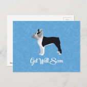 黒いボストンテリア 早く治ってね 面白い犬 ポストカード (正面/裏面)