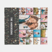 黒いボタニカルモダンパミニマルパス15写真 フリースブランケット (正面(横))