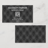 黒いボタンの塗り上げ背景 | QRラベル 名刺 (正面/裏面)