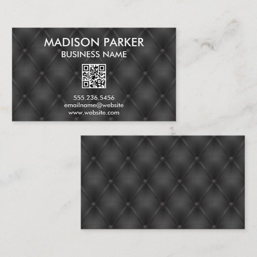 黒いボタンの塗り上げ背景 | QRラベル 名刺 (正面/裏面)