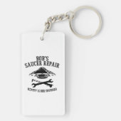 黒いボブのソーサー修理ロゴ付きキーチェーン キーホルダー (裏面)