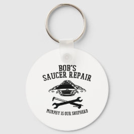 黒いボブのソーサー修理ロゴ付きキーチェーン キーホルダー