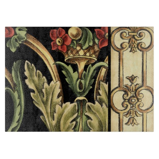 黒いボーダーとの装飾用の花柄 カッティングボード (正面)