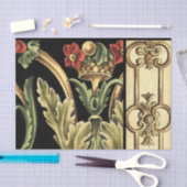 黒いボーダーとの装飾用の花柄 薄葉紙 (クラフト)