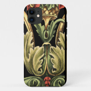 黒いボーダーとの装飾用の花柄 iPhone 11 ケース