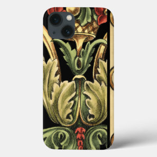 黒いボーダーとの装飾用の花柄 iPhone 13ケース