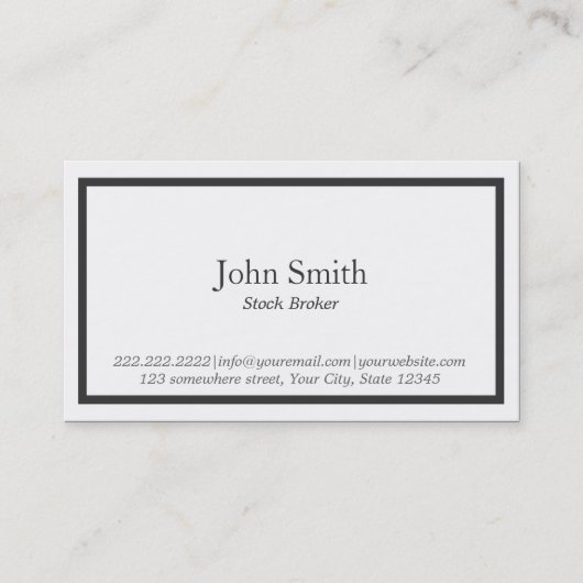 黒いボーダーストックブローカーの名刺 名刺 (正面)