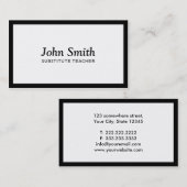 黒いボーダー代用教員の名刺 名刺 (正面/裏面)