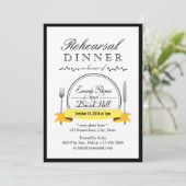 黒いボーダー結婚式のリハーサルの夕食の招待状 招待状 (スタンド正面)