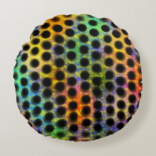 黒いボールと傷を持つカラーハンドバッグ ラウンドクッション (正面)
