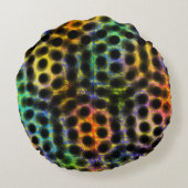 黒いボールと傷を持つカラーハンドバッグ ラウンドクッション (裏面)