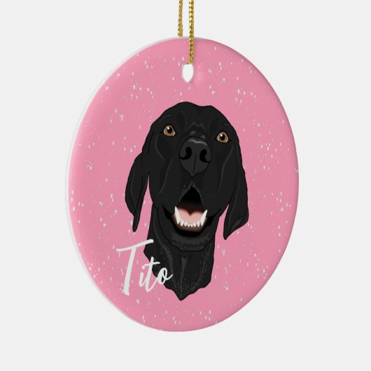 黒いポインタの子犬 セラミックオーナメント (右)