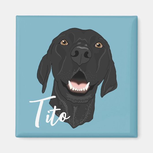 黒いポインタの子犬 マグネット (正面)