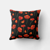 黒いポピー模様 クッション (裏面)