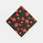 黒いポピー模様 スタンダードランチョンナプキン (角)