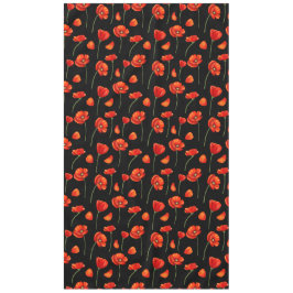 黒いポピー模様 テーブルクロス