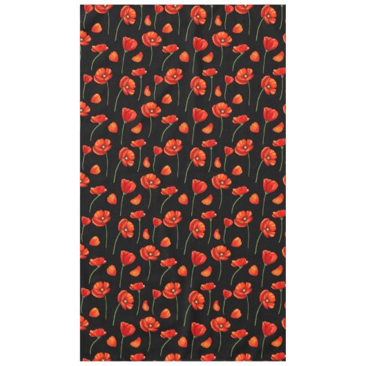 黒いポピー模様 テーブルクロス (正面)
