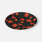 黒いポピー模様 ペーパープレート (アングル)