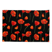 黒いポピー模様 枕カバー (裏面-左)