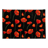 黒いポピー模様 枕カバー (裏面-右)