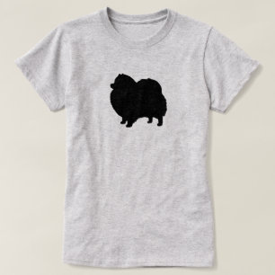 黒いポメラニア犬のシルエット Tシャツ