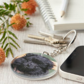 黒いポメラニア犬の子犬 キーホルダー (正面右)