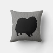 黒いポメラニア犬シルエット |グレーヘリンボーン クッション (裏面)