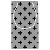 黒いポルカが灰色に交差 スモールペーパーバッグ (裏面)