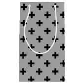 黒いポルカが灰色に交差 スモールペーパーバッグ (正面)